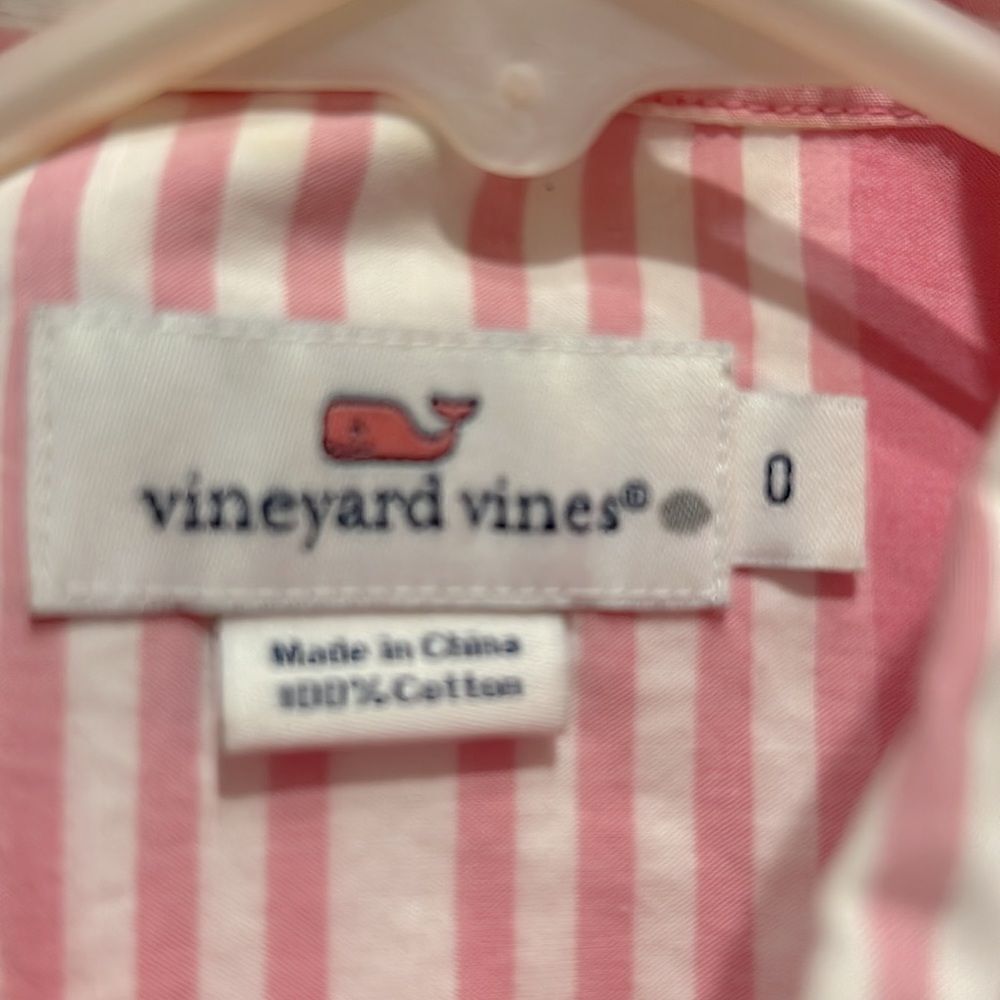 Vineyard Vines Pink & White Striped Button Down Shirt Size 0 - Picture 5 of 9